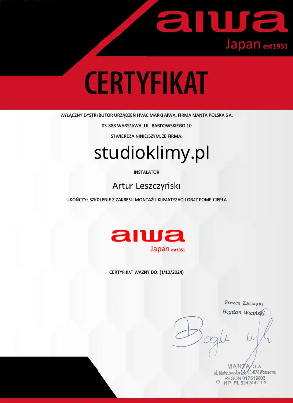 Certyfikat AIWA