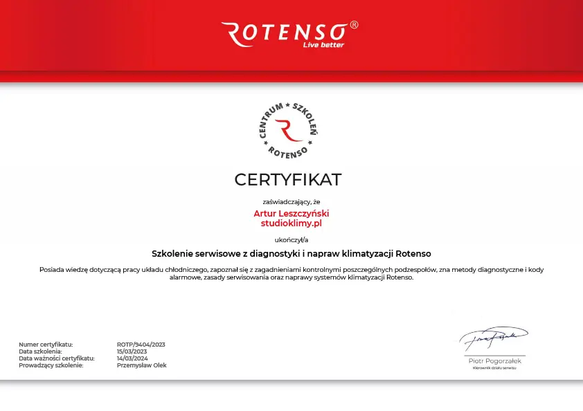 Certyfikat ROTENSO 1
