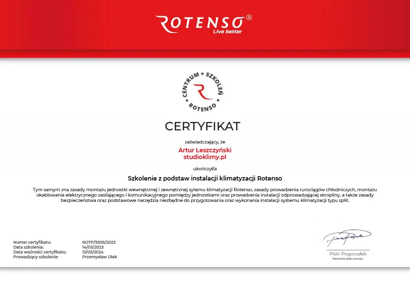 Certyfikat ROTENSO 2